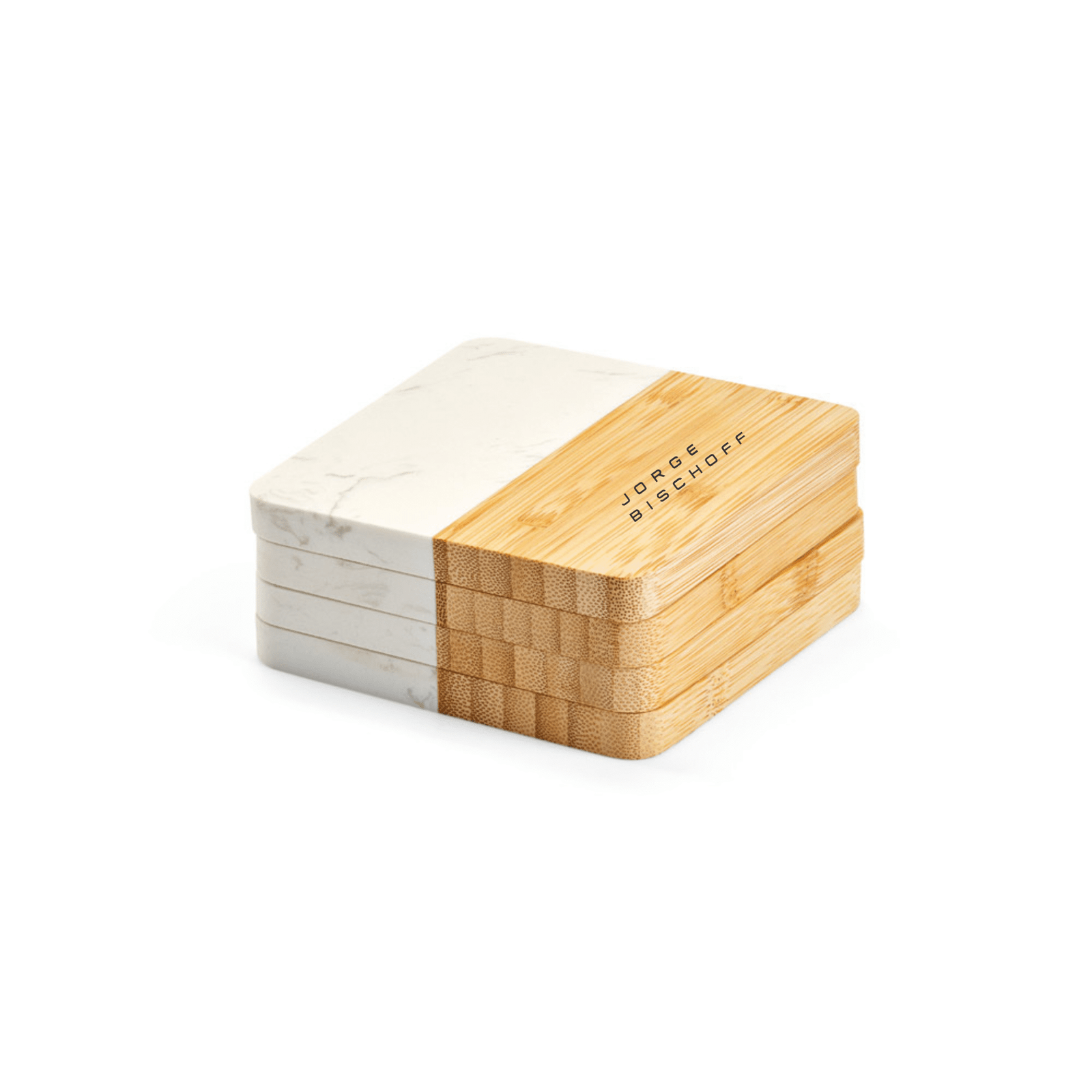 Conjunto de Porta-Copos Mármore e Bambu